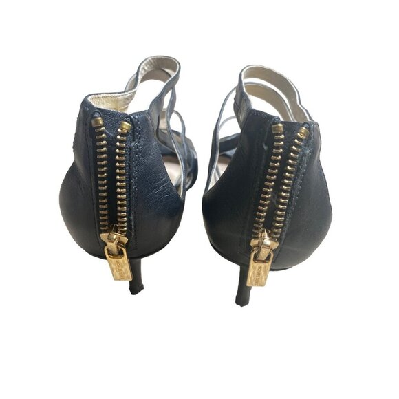 MICHAEL KORS WOMEN'S JESSIE BLACK LEATHER STRAPPY HEELS SZ 9.5 - Picture 10 of 12